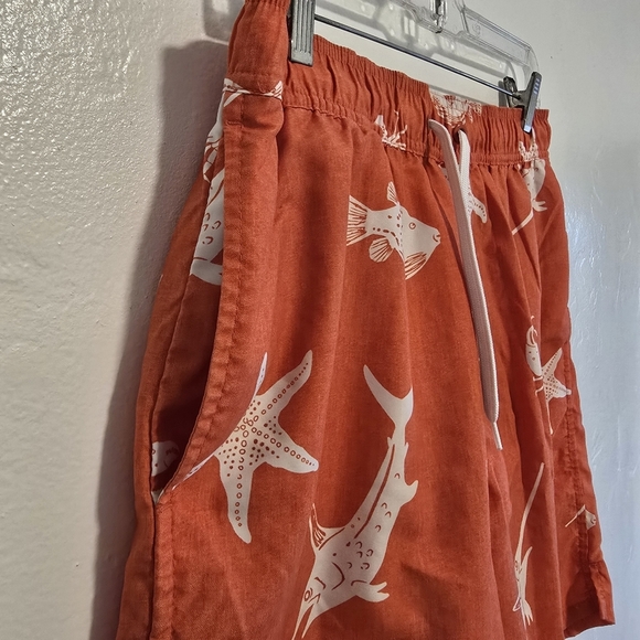 Old Navy - Marine Print Orange Swim Trunks - Picture 6 of 15